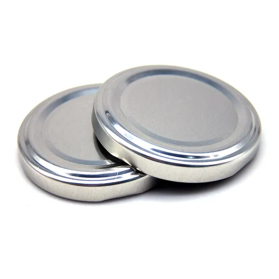 Silver Lug Caps 38mm 43mm 48mm 53mm 58mm 63mm 70mm 82mm Twist off Metal Lids with Safety Button for Glass Jars 