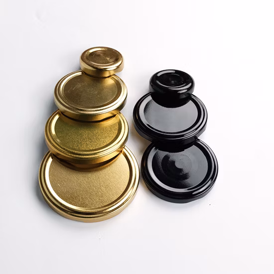 New Design 38mm 43mm 48mm 53mm 58mm 63mm 70mm 82mm Golden Tinplate Twist off Metal Lug Lid for Glass Bottle